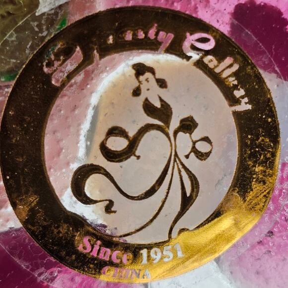 Elegant Art Glass Jewelry Dish with Floral Design by Dynasty Gallery Ring Dish - Picture 4 of 7